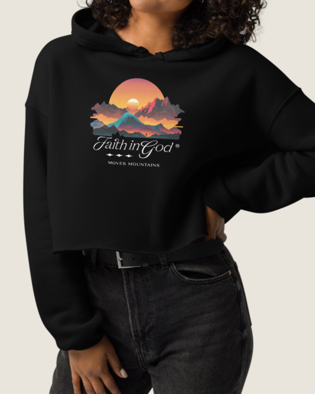 Faith Moves Mountains Women Crop Hoodie